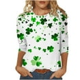 thumbnail image 2 of HaoXianJian Patricks Day Shirts for Women Crew-Neck 2025 Causal 3/4 Sleeve Irish Shamrock Graphic T-shirt Green Saint Patty's Tunic Tops Plus Size 4X 5X, 2 of 5
