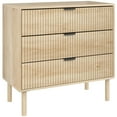 thumbnail image 1 of HOMCOM Chest of Drawers, 3 Drawer Dresser with Fluted Panels, Oak, 1 of 10