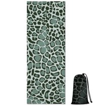 Green and Dark Green Giraffe Pattern Hot Yoga Mat Towel Non Slip for Hot Yoga - Quick-Drying Yoga Mat Cover with 4 Corner Pockets with Travel Bag - Hot Yoga Towel Non Slip 70"x26"