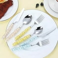 thumbnail image 4 of 4-Piece Set Stainless Steel Tableware with Pearl Handle – Steak Knife, Fork, Dessert Spoon, Tea Spoon – Unique & Modern Design for Formal Dining, Parties, Banquets & More, 4 of 6