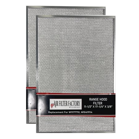 2 Pack Air Filter Factory Replacement For W10419114, W11177751 Whirlpool Aluminum Grease Range Hood Filters