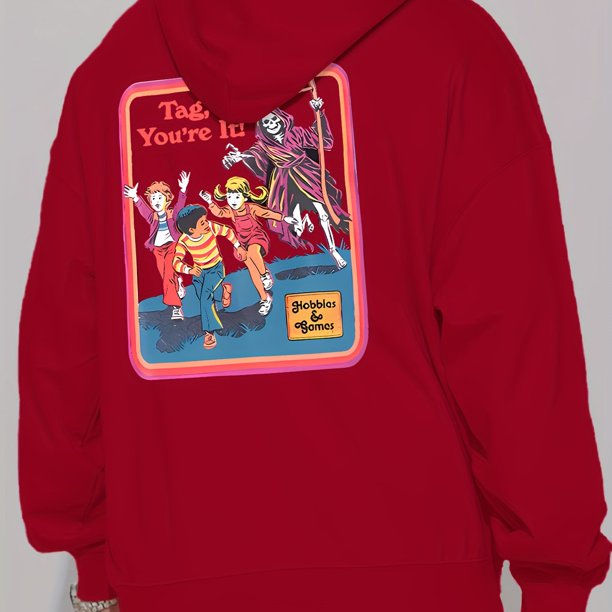 Sudadera con capucha con estampado de Grim Reaper & Children, sudaderas con capucha geniales para hombres, sudadera con capucha de diseño gráfico informal para hombres con bolsillo de canguro Streetwe