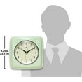 thumbnail image 2 of Infinity Instruments Retro Square Meadow Mist Green Plastic 9.25-inch Analog Wall Clock, 2 of 7