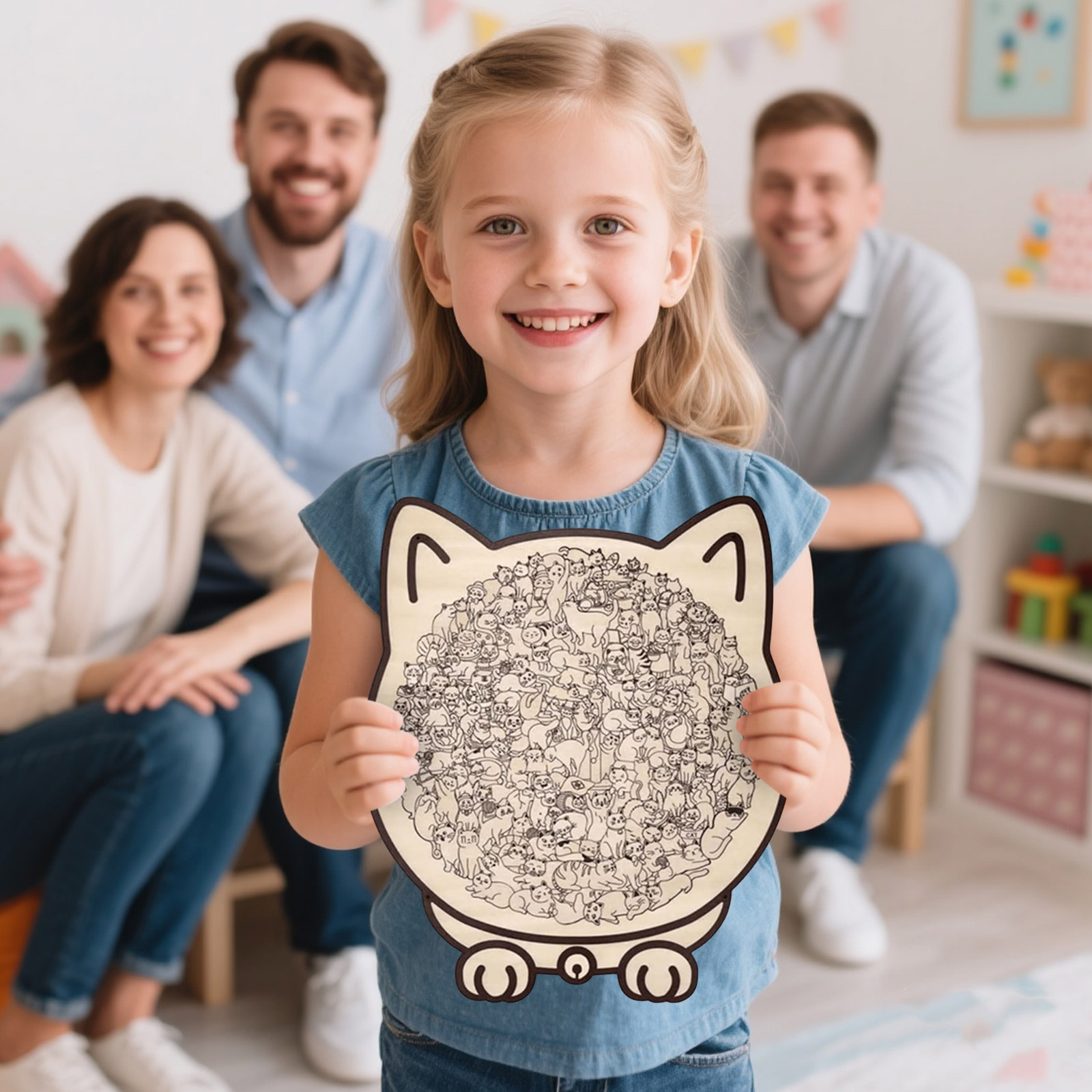 Puzzle En Bois 135 Pièces Chat En Forme De Silhouette - Morandi Color, Déco Adorable Et Cadeau Original