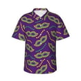 thumbnail image 2 of Goofa Carnival Masks and Beads Hawaiian Shirt for Men, Unisex Summer Beach Casual Short Sleeve Button Down Shirts,Aloha Tropical Floral print shirt-X-Large, 2 of 9