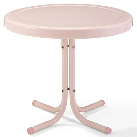 Crosley Furniture Table d'Appoint Rétro en Métal pour Patio, Rose Pastel