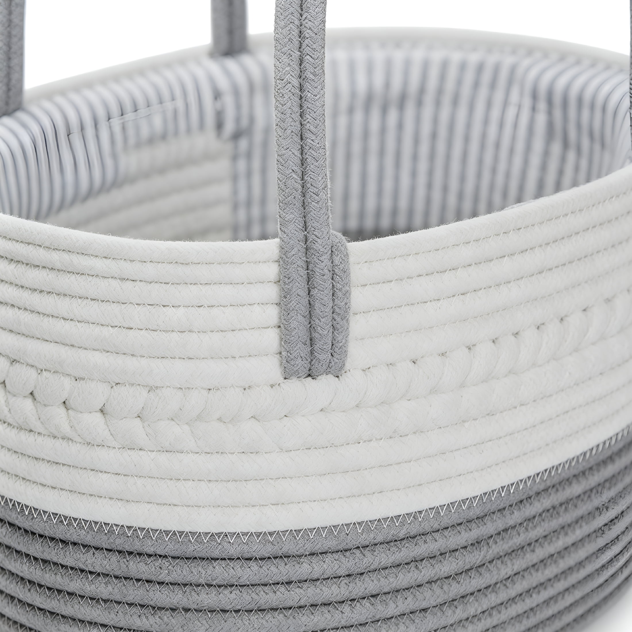 XIBUFE Woven Diaper Caddy Basket with Handle Lid,Diaper Caddy Basket with Dividers for Baby Nursery,Baby Gift,Gray,Large