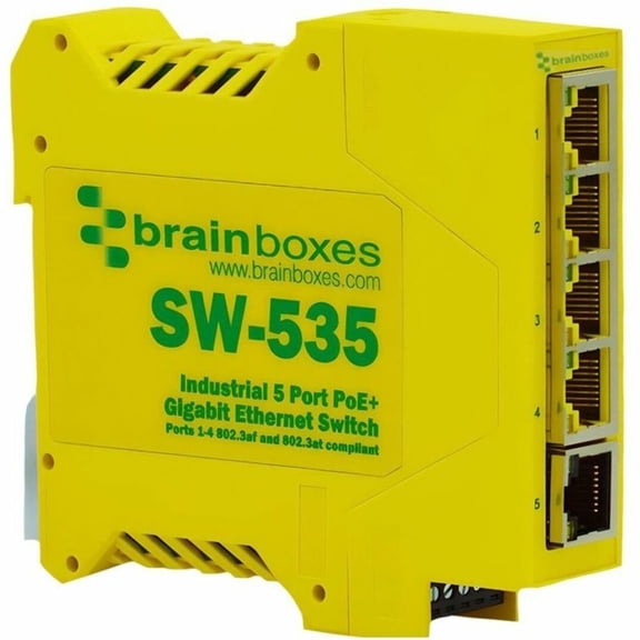 Brainboxes SW-535 Industrial 5 Port PoE  Gigabit Ethernet Switch