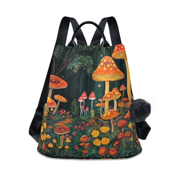 FORMRS Women's Travel Backpack Purse Anti-Theft Hidden Pockets Casual Shoulder Bag, Forest Mushroom