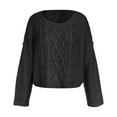 thumbnail image 5 of Ediodpoh Oversized Knit Sweater Soft Yarn Pullover Casual Winter Warm Pattern Crewneck Top for Fall Season Oversized Sweaters for Women Black M, 5 of 5