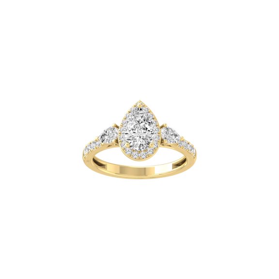 Araiya Fine Jewelry 10K Yellow Gold Pear and Round-shape Diamond solitaire Engagement Ring (2 3/4 Cttw, I-J Color, I2-I3 Clarity) Size 5
