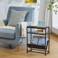 thumbnail image 6 of ZEXVIDA Narrow End Table for Small Spaces - Slim Side Table with Magazine Holder,2 in 1 Design Narrow End Table Living Room,Skinny Bedroom Nightstand Thin Side Magazine Table,Black, 6 of 9