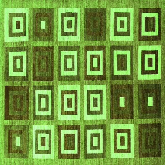 Ahgly Company Indoor Square Abstract Green Contemporary Area Rugs, 3' Square