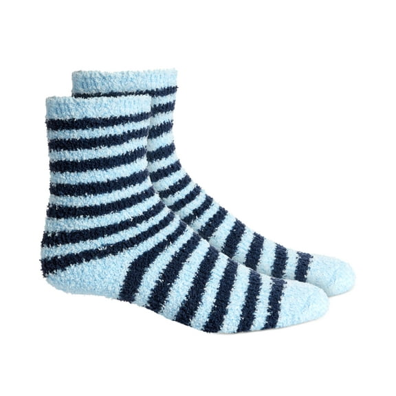 Charter Club Women’s Striped Super Soft Butter Crew Socks, Pastel Blue, 9-11