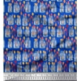 thumbnail image 1 of Soimoi Blue Japan Crepe Satin Fabric Bottle Vase & Spoon Kitchen Print Fabric by the Yard 42 Inch Wide, 1 of 3