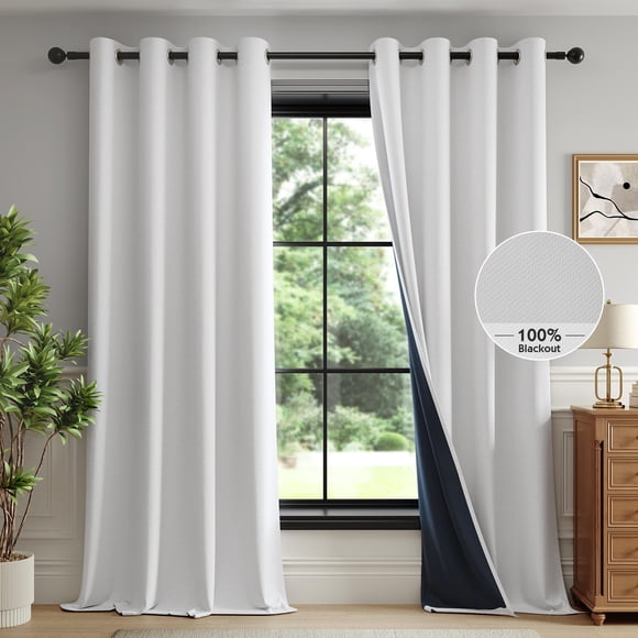 Cortinas opacas FMFUNCTEX, tejido blanco texturizado, 230 cm