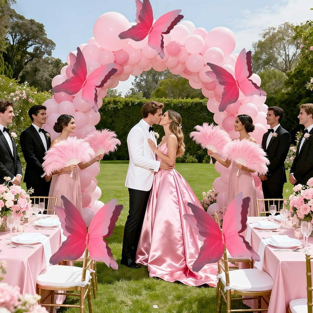 CREATITOY Double-Layer Gradient Paper Butterfly Flowers - Party Garden Path Decor