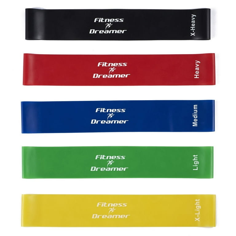 Fitness Dreamer 12 Inch Elastic Resistance Bands Set of 5 for Training and Physical Therapy Walmart