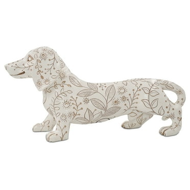 11'' Dachshund Statues, White Dog Figurines, Standing Wiener Dog Sculpture, Puppy Decor for Dog Lover