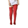 thumbnail image 1 of FOCUSNORM Women Juniors Wool Thigh High Stocking Twist Knit Solid Color Fluffy Over Keen Socks, 1 of 6