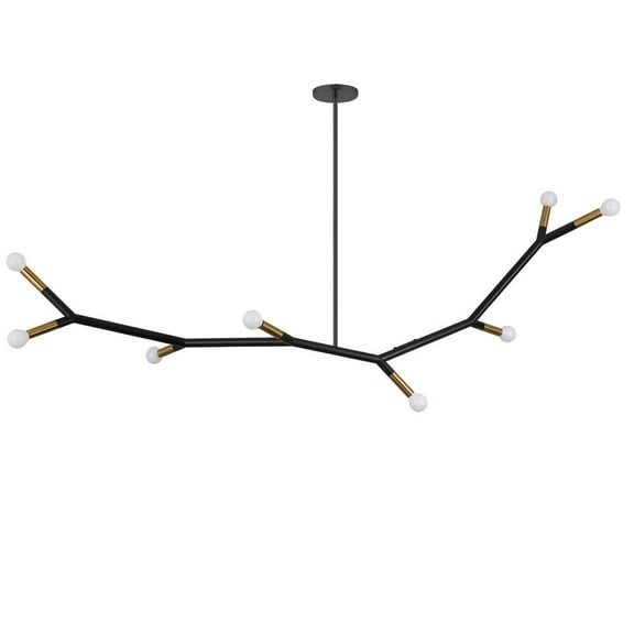 Dainolite 8 Light Incandescent Horizontal Pendant Matte Black / Aged Brass