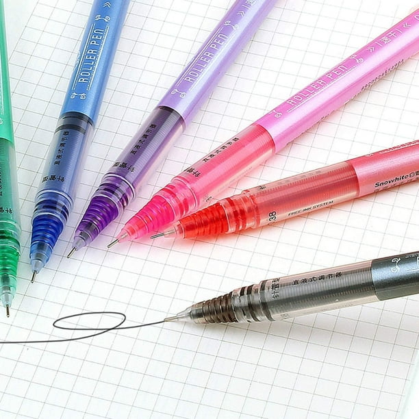 6 pièces stylos à bille roulante stylo à encre liquide stylos à bille  roulante encre à séchage rapide 0.38mm stylos à pointe Extra fine pour le  bureau à domicile 