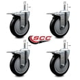 thumbnail image 2 of 5 Inch Black Polyurethane Swivel 7/16 Inch Stem Caster Set with Total Lock Brake, 2 of 2