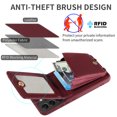 thumbnail image 5 of SaniMore RFID Blocking Wallet Case for Samsung Galaxy S22 Plus, Crossbody Zipper Purse Case for Women/Girls, Wrist Strap PU Leather Card Holder Kickstand Cover for Samsung S22 Plus, Winered, 5 of 9