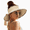 Leopard Print Beige, variant on Sun Visors for Women Wide Brim Beach Hat Foldable Straw Visor Hat Ponytail Summer Packable