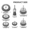 thumbnail image 3 of 9PC Coarse Crimped Wire Wheel Cup Pen Brush Set for Drill,Carbon Steel Wire Brush with Hex for Removing Paint, 3 of 7