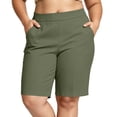 thumbnail image 3 of Zpzdpjkx Women's Plus Size Solid Bermuda Shorts with Pockets High Waist Stretch Knee‑Length Casual Yoga Hiking Shorts, 3 of 10