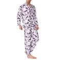 thumbnail image 2 of Fotbe Violets Flowers Pattern Long Sleeve Pajama Set for Men,Sleepwear Set,2-piece Loungewear Set,Soft PJs Comfy Nightwear with Pockets-XX-Large, 2 of 7