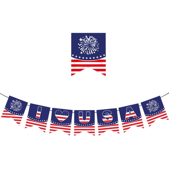 Patriotic Letter Banner for 4th of July Decor,Red White Blue Independence Day Party Pull Flag,Memorial Day Festive Banner Decoration for American Home and Holiday Venue Layout