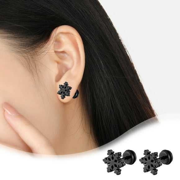 UsRHHA Christmas Snowflake Earrings, Stainless Steel Stud Earrings for Men, Korean Style Trendy Jewelry Gift