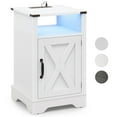 thumbnail image 6 of Mayincolor LED Nightstand with Charging Station, Farmhouse Wooden Side Table, Bedside Table with Storage Cabinet and Shelf, Rustic End Table for Bedroom, Living Room, White, 6 of 9