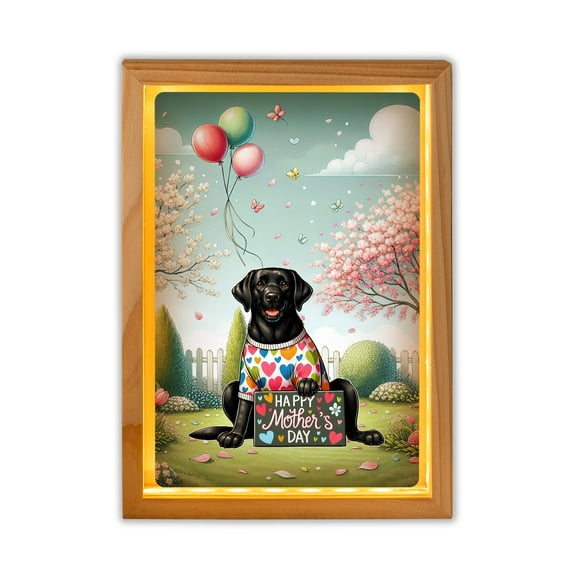 Happy Mother's Day Best Labrador Retriever Mom Ever Acrylic Plaque with Wood Photo Frame Box Lab Dog Lover Gifts Light Box - 03002