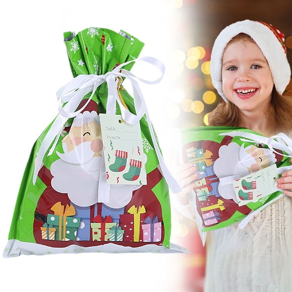 24-Pack Christmas Treat Bags,Waterproof Christmas Candy Bags,Reusable Plastic Goodie Bags for Holiday Party Favors,Snacks and Small Gifts Wrapping