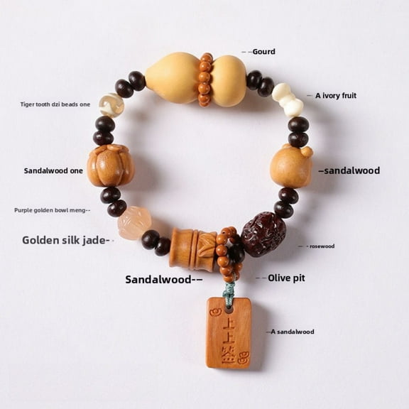 Sandalwood Buddhist Mala Bracelet Adjustable Meditation Beads Natural Wood Jewelry Unisex