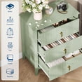 thumbnail image 5 of Modern Wood Nightstand Fluted Dresser for Bedroom, 27.5" Wide 3-Drawer Bedside Tables, Storage End Table Chest of Drawers, for Living Room, Hallway, Entryway, 5 of 8