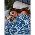 thumbnail image 3 of Navy Blue Coral Coastal Flat Sheets Only Queen Size, Soft Breathable Bed Top Sheets for Mattress, Ocean Nautical Seaside Beach Luxury Bedding Flat Sheets for Home Hotel Bedroom Bed Protection, 3 of 9
