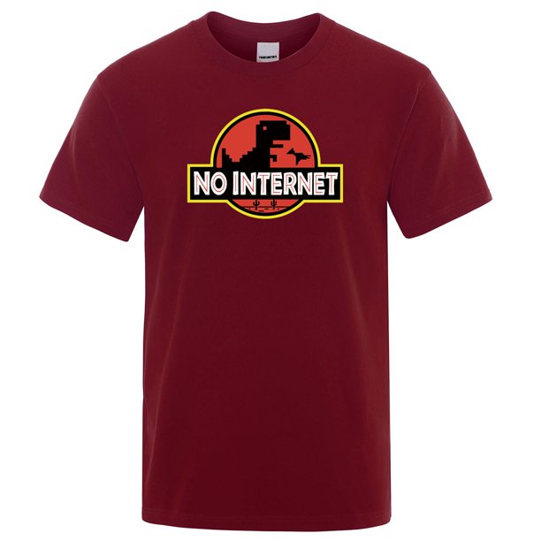 Camiseta de dinosaurio de dibujos animados para hombre, camisa con estampado de No Internet, informal, divertida, de algodón, Harajuku, de verano xuanjing unisex
