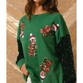 thumbnail image 4 of Suéter vintage para mujer, sudaderas con capucha de retazos con purpurina, estilo Harajuku, ropa de calle de manga larga ajustada, camiseta navideña, jersey holgado de otoño, 4 of 5