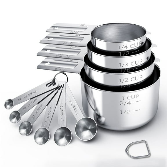 Stainless Steel Measuring Cups & Spoons Set,Kitchen Gadgets for Cooking & Baking