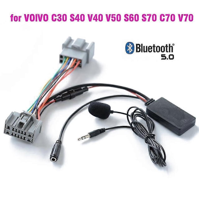 Adaptador de entrada auxiliar manos libres para llamadas telefónicas inalámbricas Bluetooth 50 para coche para Volvo C30 S40 V40 V50 S60 S70 C70 V70 Xc70 S80 Xc90 con micrófono