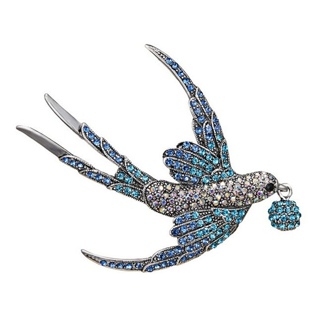 Langgg Bird Shaped Brooch Shining Rhinestone Swallow Badge Pin Collar Scarf Clothes Decor Chest Pin BC18Y0222-2