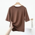 thumbnail image 5 of Admvng Tops For Women Trendy Casual Solid Color 1/2 Sleeve Round-Neck T-shirt Home Blouses M-2XL, 5 of 5