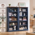 thumbnail image 3 of Buildhom 2pc 70" Tall Farmhouse Bookshelf, 5-Tier Solid Wood Bookcase with Adjustable Shelves for Living Room & Office, Blue, 3 of 8
