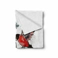 thumbnail image 2 of Rowan Soft Flannel Fleece Throw Blanket, Christmas Pattern of Bullfinch Birds Snowflakes Rowan in Watercolor Style, Cozy Plush for Indoor and Outdoor Use, 70" x 90", Scarlet Grey Black, by Ambesonne, 2 of 6