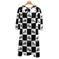 thumbnail image 3 of Fluevog Robe à Carreaux Évasée Col Carré Élégante Mode Féminine Imprimée Noir et Blanc Chaussures Fluevog Mod, 3 of 4
