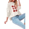 thumbnail image 4 of Sedceaty Women Fashion Valentine's Day Sweater Heart Lips Print Round Neck Long Sleeve Knitted Tops Autumn Winter Casual Pullovers, 4 of 7